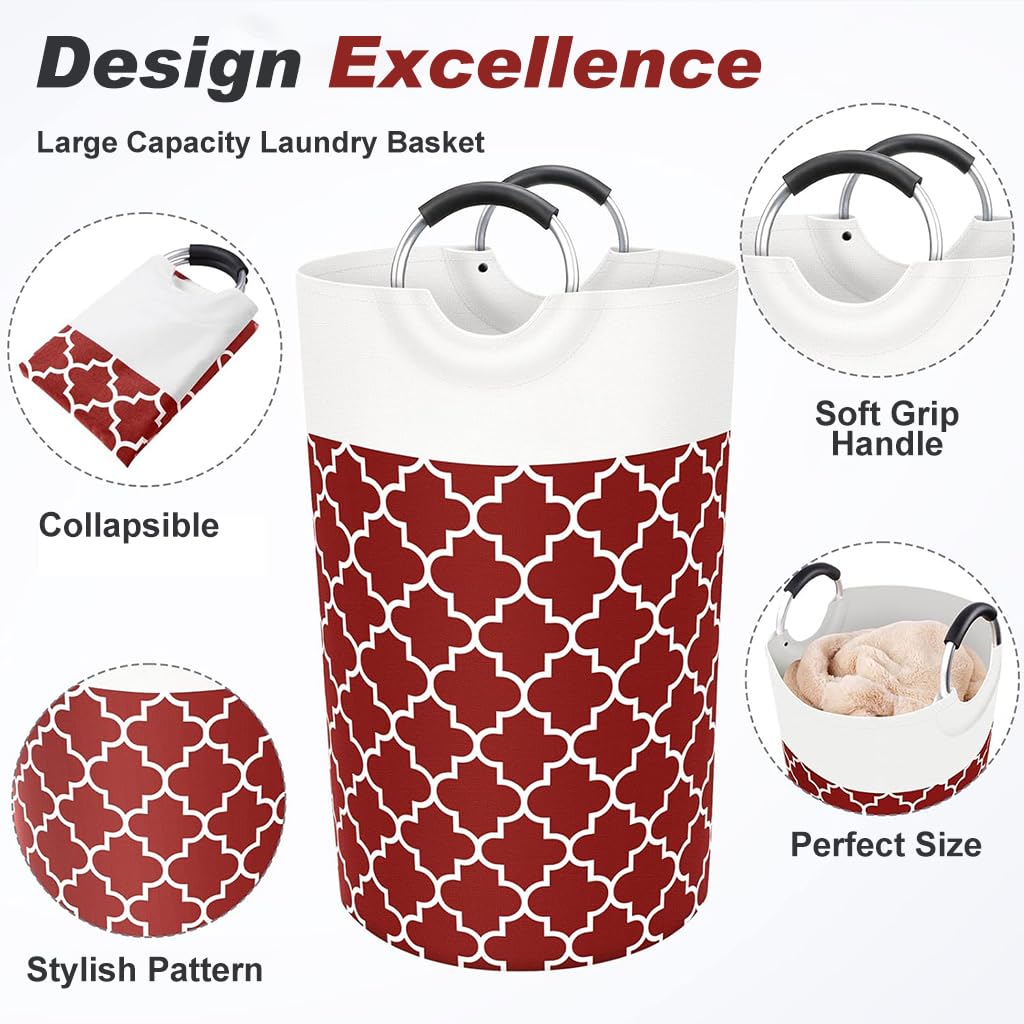 HASTHIP Laundry Basket with Metal Handle Large Capacity Laundry Basket Hamper Bag Foldable Laundry Basket Fashion Print Laundry Basket, 15 x29.13 inches HASTHIP Laundry Basket with Metal Handle Large Capacity Laundry Basket Hamper Bag Foldable Laundry Basket Fashion Print Laundry Basket, 15 x29.13 inches